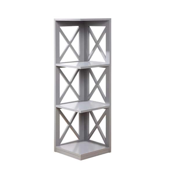 Convenience Concepts Oxford 38.5 in. Gray Wood 3-Shelf Corner Bookcase
