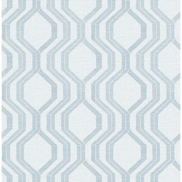 A-Street Prints Burton Light Blue Modern Ogee Wallpaper Sample