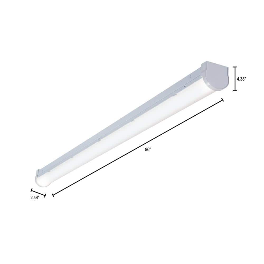 8-Foot White LED Strip Light Fixture with Lens Cover