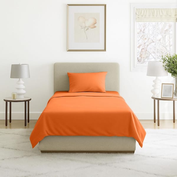 Lavish Home 3-Piece Rust Solid 75 Thread Count Polyester Twin Sheet Set