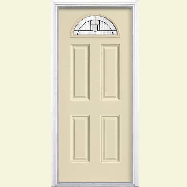 Masonite Glendale Fan Lite Painted Steel Prehung Front Door with Brickmold-DISCONTINUED