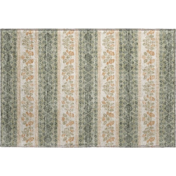 Mayfield Premium Machine Washable Abstract AMF2465 Sage 2 ft. x 3 ft. Accent Rug