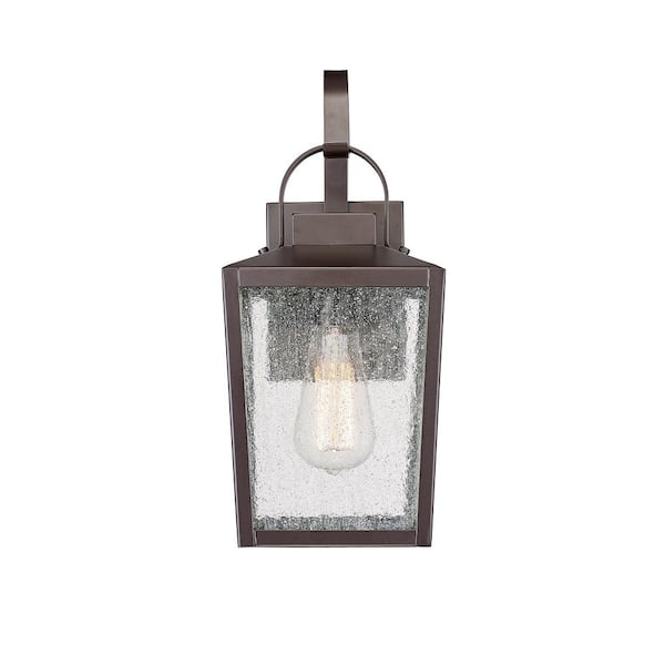 Devens 1-Light 8 in. Powder Coated Bronze Outdoor with Clear Seeded Glass