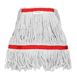 1 in. Head and Tail Bands Loop End 16 oz. Cotton Replacement Mop Head Refill, Red (3-Pack)