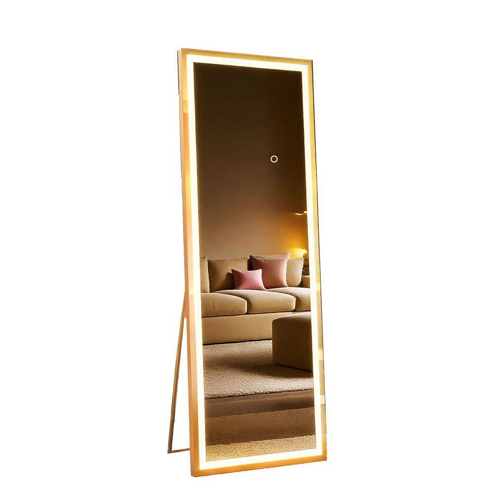28 in. W x 75 in. H Rectangle Framed LED Full Length Freestanding Bathroom Vanity Mirror with 3 Color Modes in White price history on PriceWatchPro