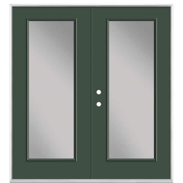 Masonite 72 in. x 80 in. Conifer Steel Prehung Right-Hand Inswing Full Lite Clear Glass Patio Door without Brickmold