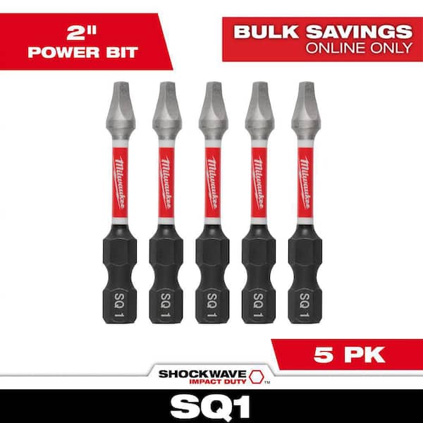 Milwaukee SHOCKWAVE Impact Duty 2 in. Square #1 Alloy Steel Screw Driver Bit (5-Pack)