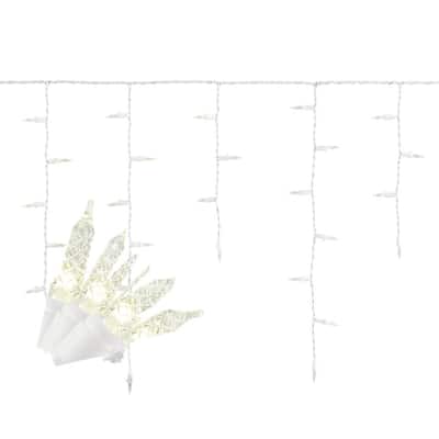 23.5 in. High x 84 in. Wide 70-Light White Christmas LuxeSparkle Icicle Light String Diamond White