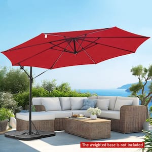 12 ft. Steel Cantilever Offset Outdoor Patio Umbrella with Crank in Red