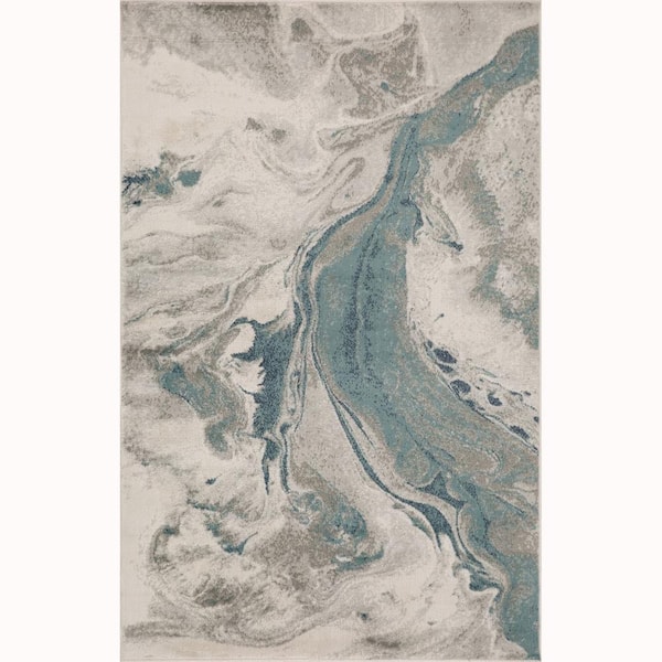 SUPERIOR Morwenna Rivulet 8 ft. x 10 ft. Modern Watercolor Abstract Polypropylene Area Rug