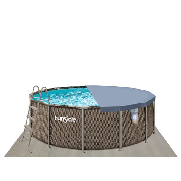 Oasis Designer 14 ft. Round 48 in. Deep Metal Frame Above Ground Pool Set