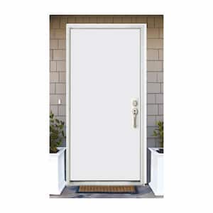 30 in. x 80 in. No Panel Left-Hand/Inswing White Primed Fiberglass Prehung Front Door with 4-9/16 in. Jamb Size
