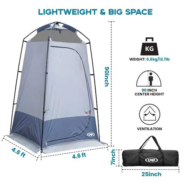 Shower Tent 4.6 ft. L x 4.6 ft. W x 90 in. H Outdoor Camping Privacy Shelter Dressing Changing Room Portable Toilet Tent UNP 141423 GY The Home Depot