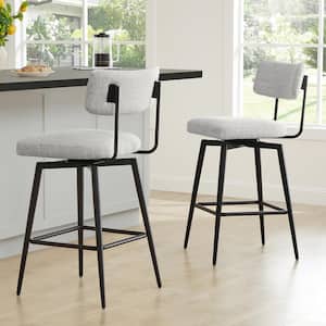 27 in. Cody White Multi Color High Back Metal Swivel Counter Stool with Fabric (Set of 2)