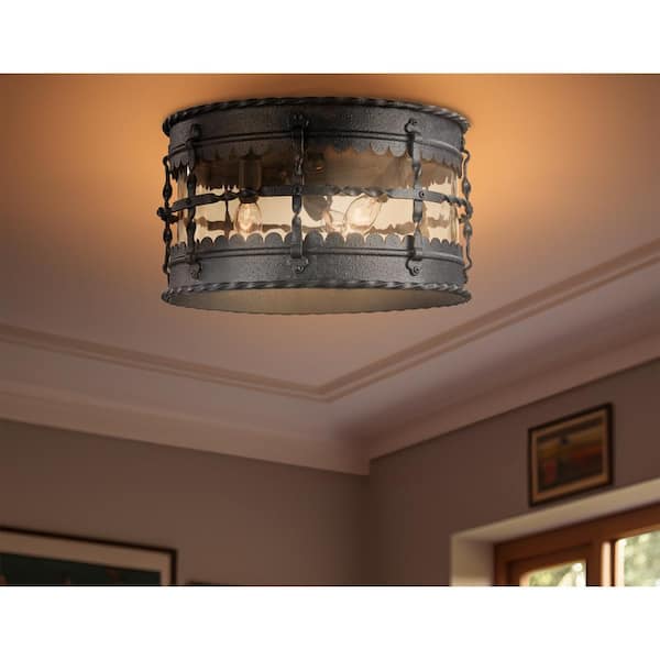 Mallorca 3-Light Spanish Iron Outdoor Flush Mount