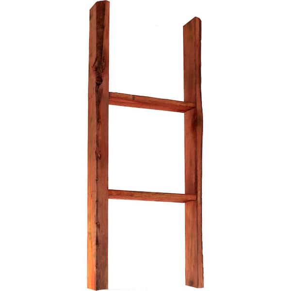 Ekena Millwork 15 in. x 36 in. x 3 1/2 in. Barnwood Decor Collection Salvage Red Vintage Farmhouse 2-Rung Ladder