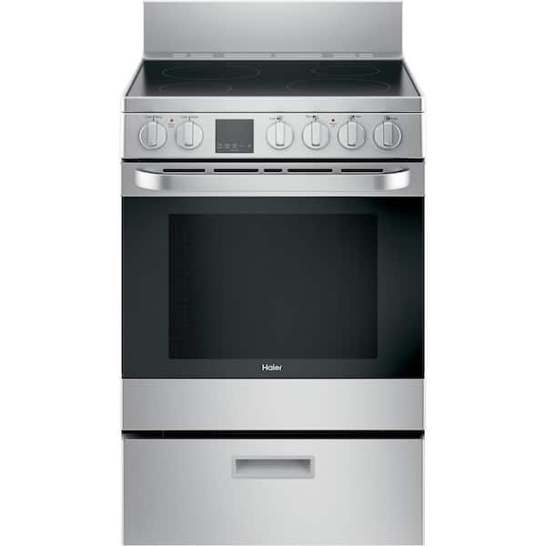 Haier 24 in. 2.9 cu. ft. Electric Range with Self-Cleaning Convection Oven in Stainless Steel