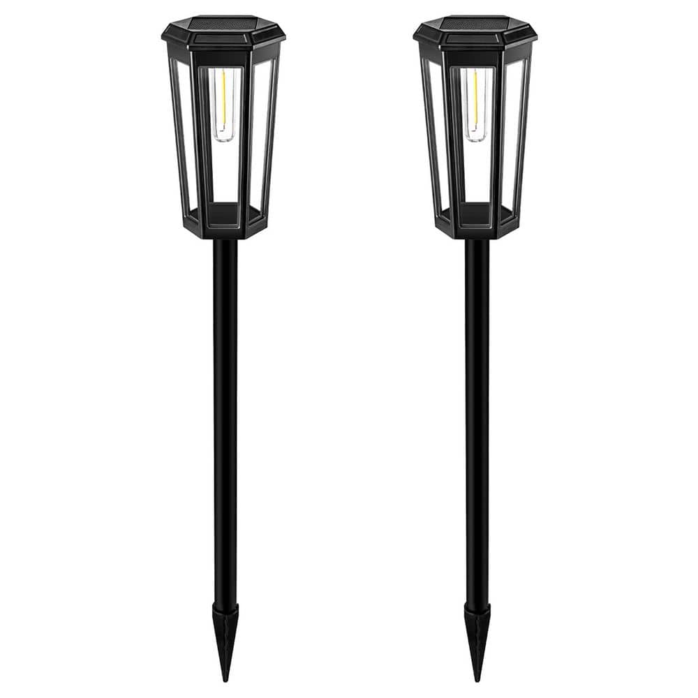 Solar powered Outdoor Pathway Lights,Black LED Weather Resistant Path Light