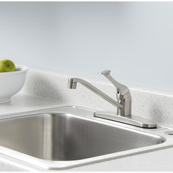 Single-Handle Standard Kitchen Faucet in Stainless Steel
