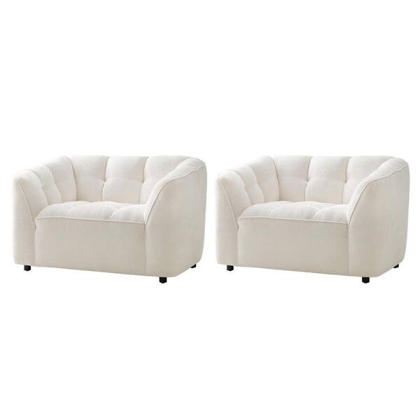 JAYDEN CREATION Hulda Ivory Boucle Oversized Armchair (Set of 2