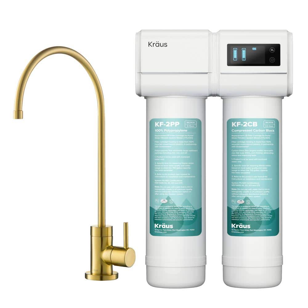 Purita 2-Stage Under-Sink Filtration System with Single Handle Drinking Water Filter Faucet in Brushed Brass price history on PriceWatchPro