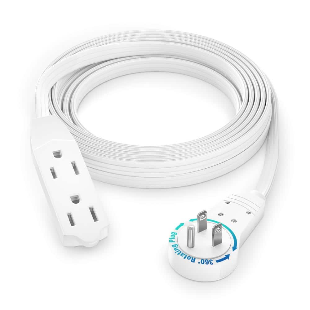 10 ft. 16/3 Light Duty Indoor Extension Cord with 360° Rotating Flat Plug 3-Outlet, 13 Amp White price history on PriceWatchPro