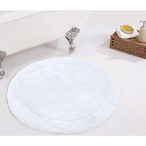 Waterford Collection 100% Cotton Tufted Non-Slip Bath Rug, 30 in. Round, White