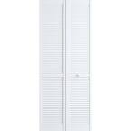 36 in. x 80 in. Louver Pine White Interior Closet Bi-fold Door