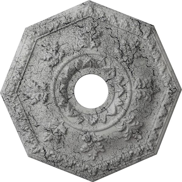 Ekena Millwork 1-1/2 in. x 18 in. x 18 in. Polyurethane Nottingham Ceiling Medallion, Ultra Pure White Crackle
