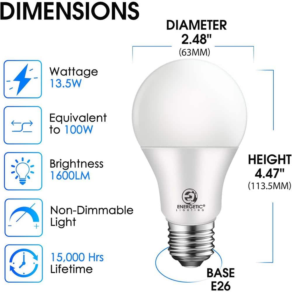 13.5W Warm White LED Globe Light Bulbs, 4-Pack