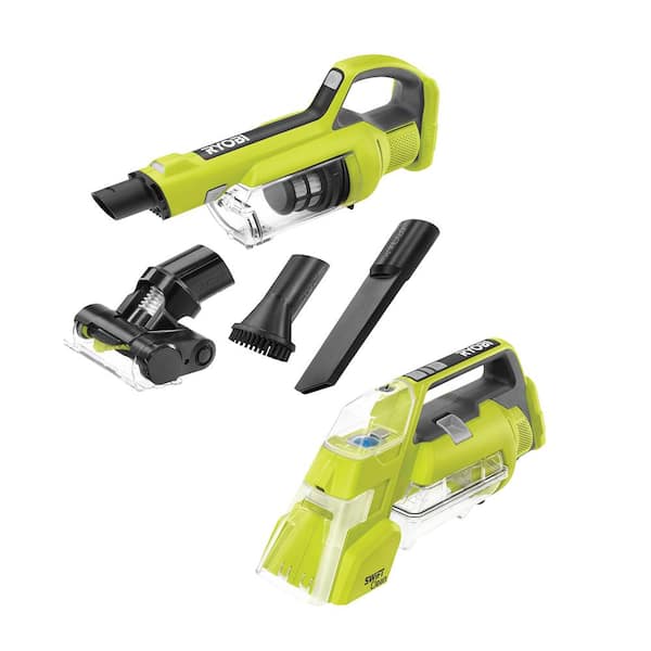 RYOBI ONE+ 18V Cordless Hand Vacuum with Powered Brush with ONE+ Cordless SWIFTClean Spot Cleaner (Tools Only)