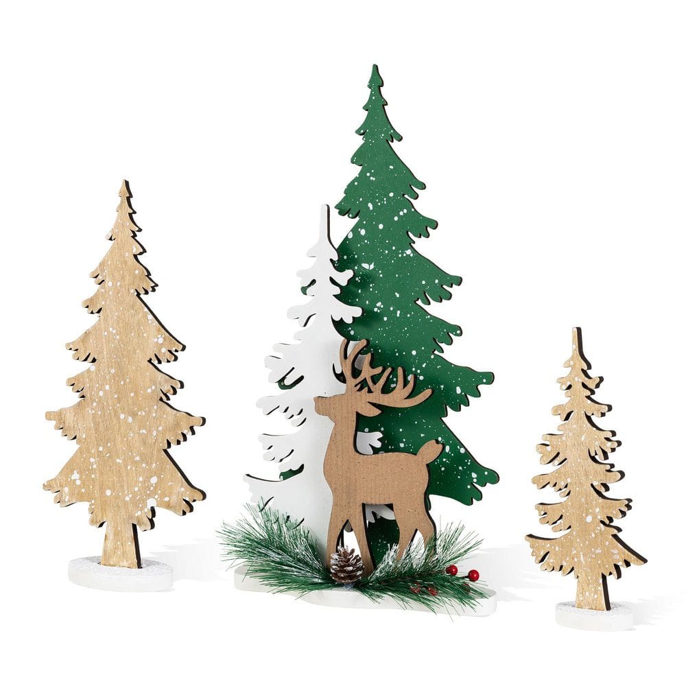 15.25 in. H Wooden Christmas Reindeer&Tree Table Decor (Set of 3) price history on PriceWatchPro