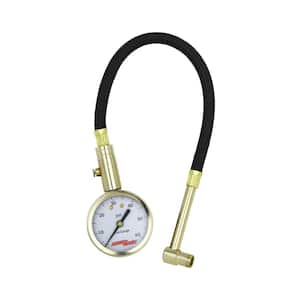 11 in. 60 PSI Tire Pressure Gauge Braided Air Hose Right Angle Air Chuck