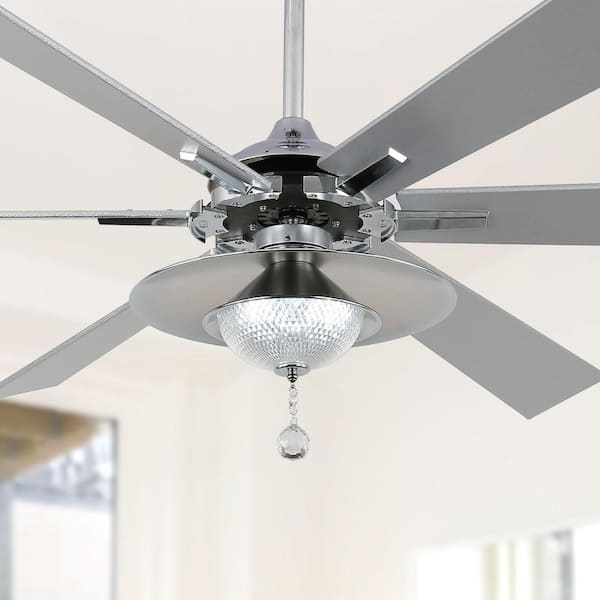 Bella Depot Avant 72 in. Indoor Chrome Reversible Crystal Ceiling Fan with Dimmable LED Lights and Remote