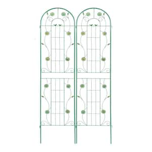 86.7 in. x 19.7 in. Metal Garden Trellis Rustproof Trellis for Climbing Plants Outdoor Flower Support Green (2-Pack)