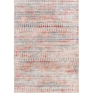 Wipe Up Aezar Red Washable 7 ft. 6 in. x 9 ft. 6 in. Tribal Polyester Indoor Area Rug
