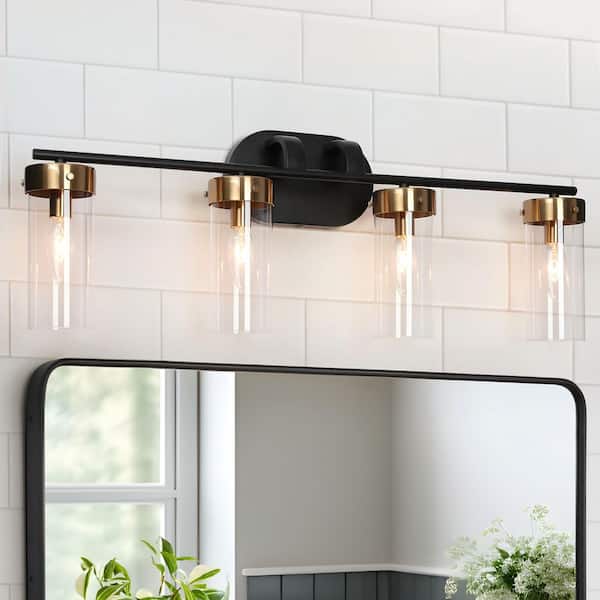 Zevni 27 in. 4-Light Black Vanity Light for Bathroom Modern