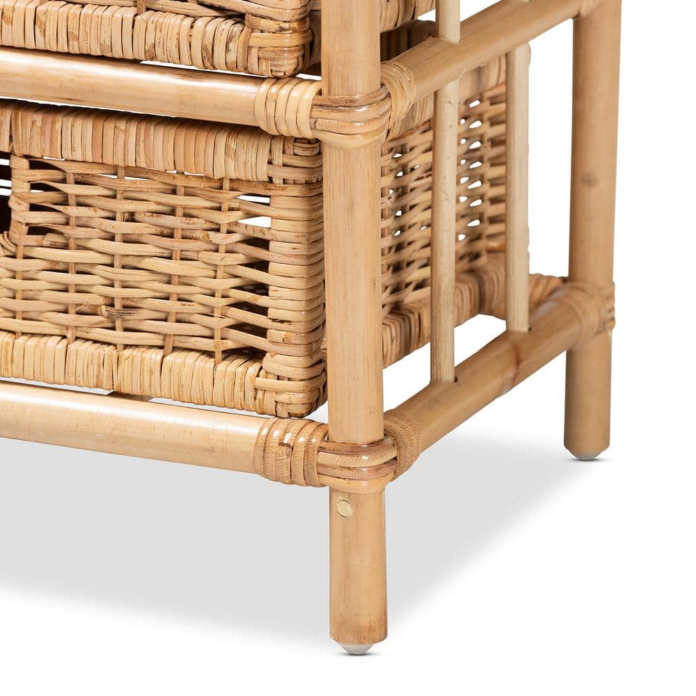 Natural Brown Rattan 6-Drawer Bohemian Storage Cabinet