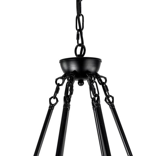 PAKOKULA Modern 36-Light Black 3-Tier Wagon Wheel Farmhouse