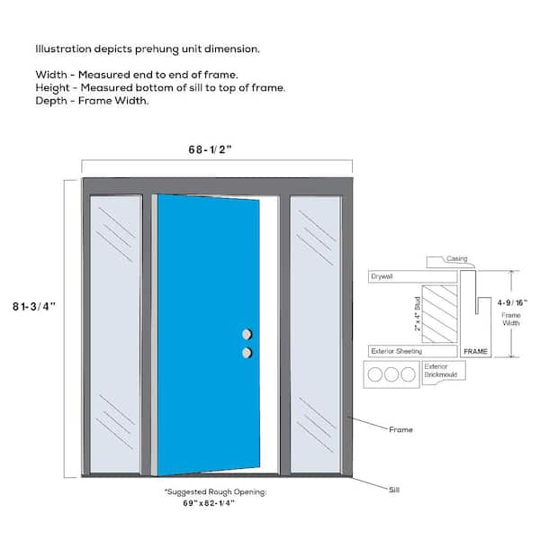 2-PANEL 6'9'' ROUGH OPENING HEIGHT (FRENCH STYLE) SLIDING DOOR / LOW-E 270  GLASS