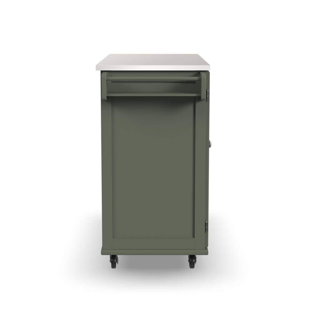 Sage Green Stainless Steel Top Kitchen Cart with Storage