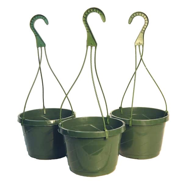 Unbranded 8  in. Green Plastic Hanging Basket (3 Pack)