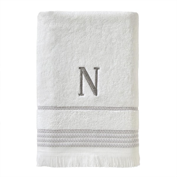 SKL Home Casual Monogram Letter N Bath Towel, white, cotton ...