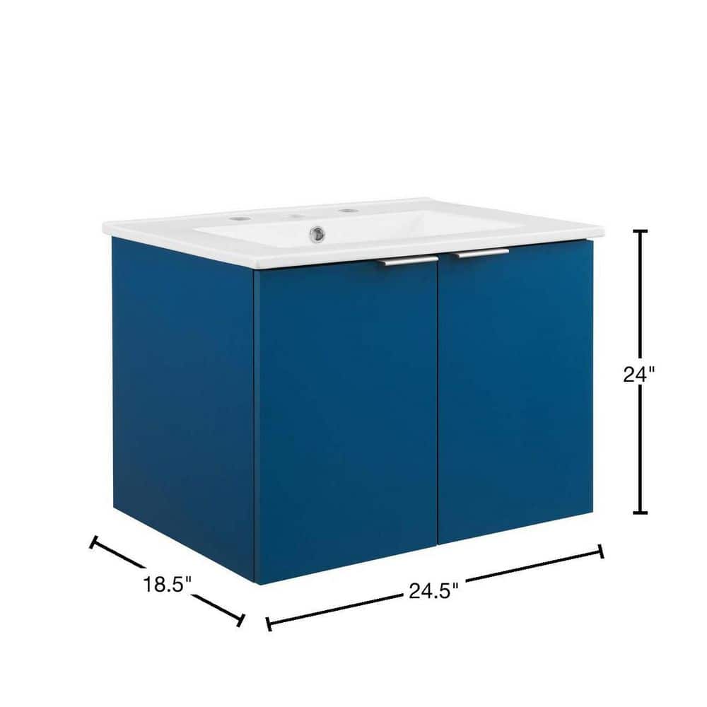 Maybelle Navy White 24" Wall-Mount Modern Bathroom Vanity