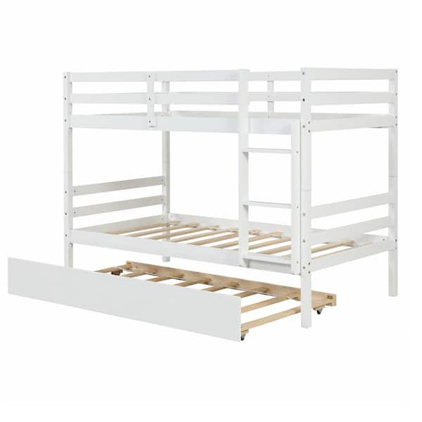 ATHMILE White Twin Size Bunk Beds with Trundle