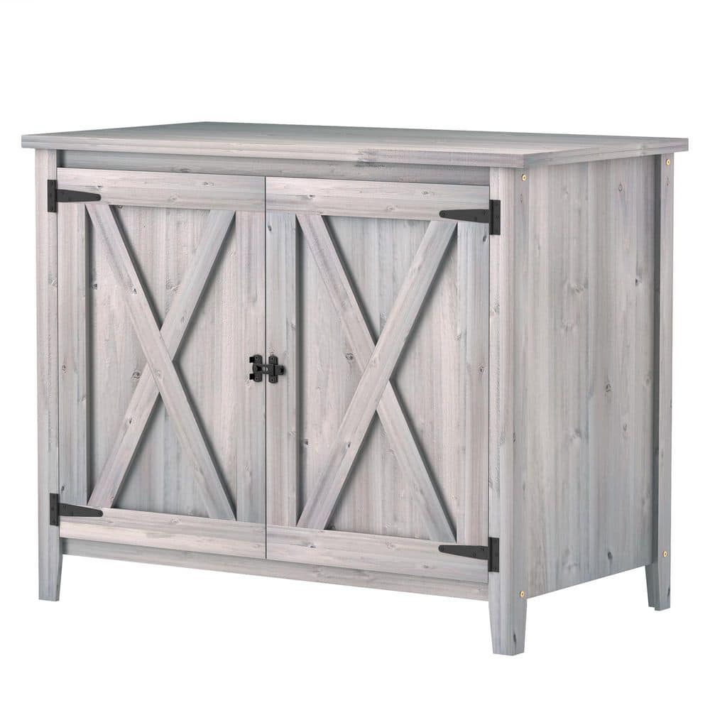 43.3 in. x 23.6 in. x 34.8 in. Wood Garden Shed, Outdoor Storage Cabinet wi