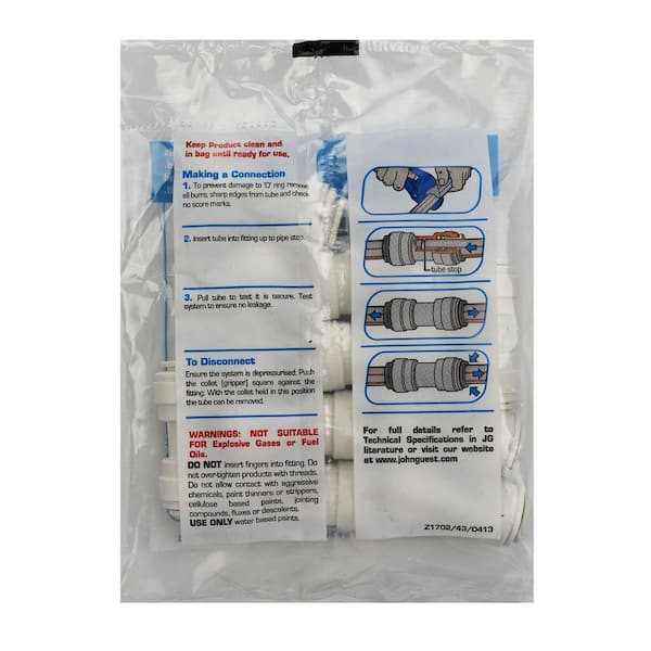 John Guest 3/8 in. Polypropylene Push-to-Connect Union Fitting (10