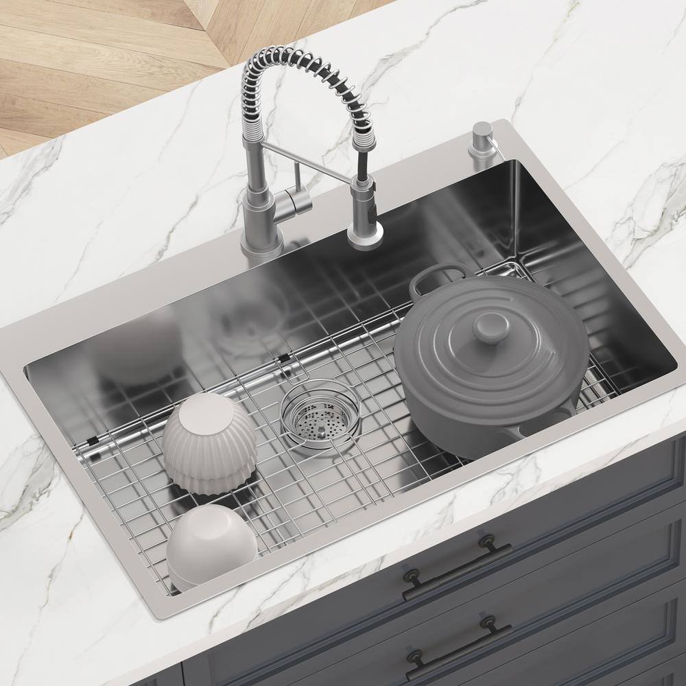 33'' Stainless Steel Single Bowl Top Mount Kitchen Sink