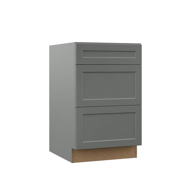 Designer Series Melvern Storm Gray Shaker Assembled Drawer Base Kitchen Cabinet (21 in. x 34.5 in. x 23.75 in.)