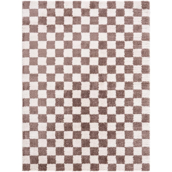Livabliss Fossay Shag Brown 7 ft. x 9 ft. Modern Indoor Area Rug